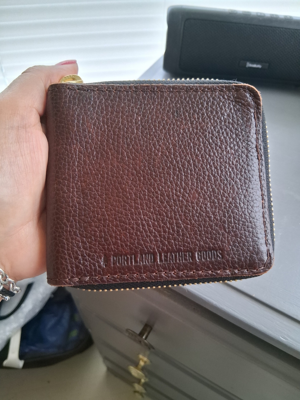 Portland Leather Brown Leather Zip Wallet for Unisex